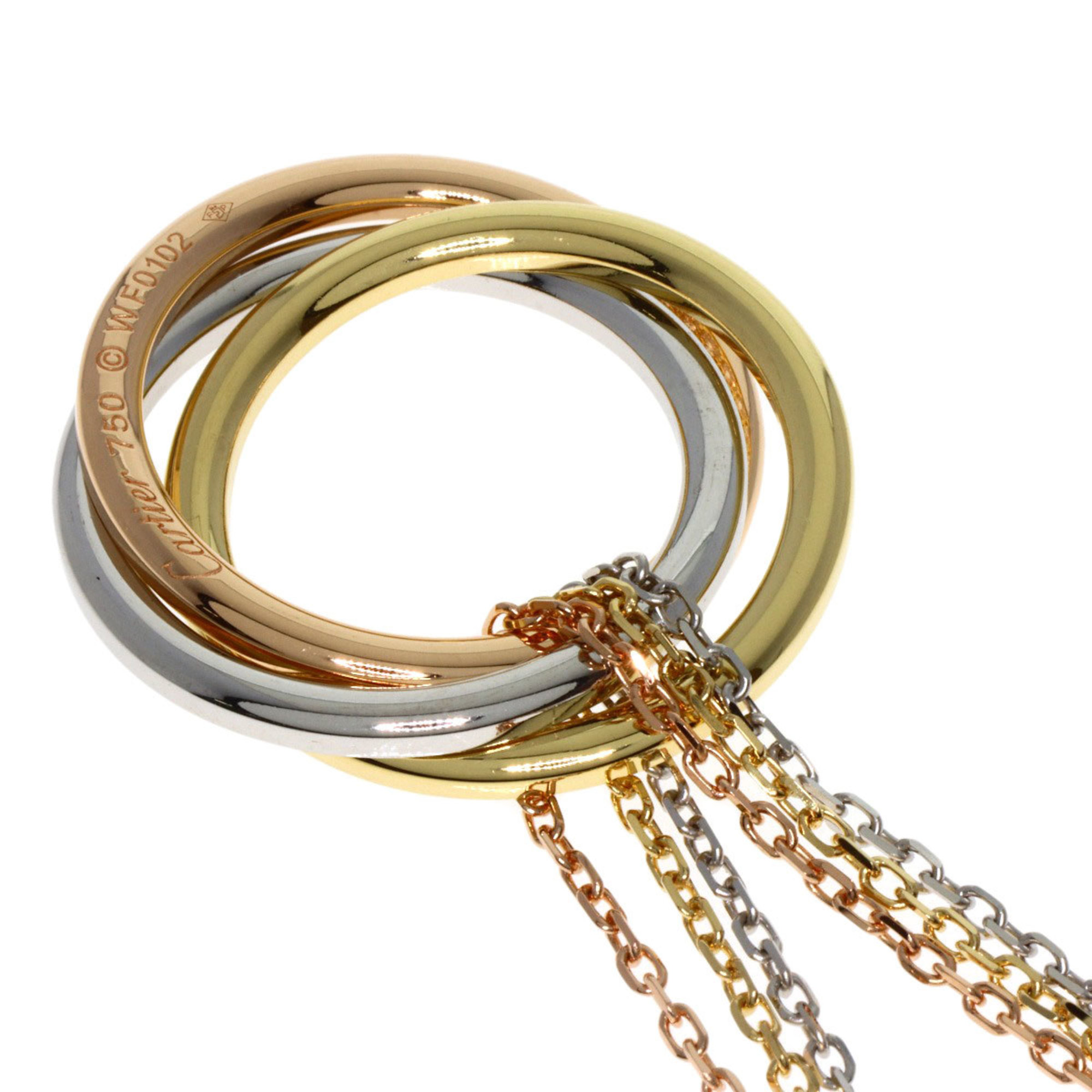 Cartier Trinity Diamond 3 Row Necklace K18 Yellow Gold/K18WG/K18PG Women's CARTIER