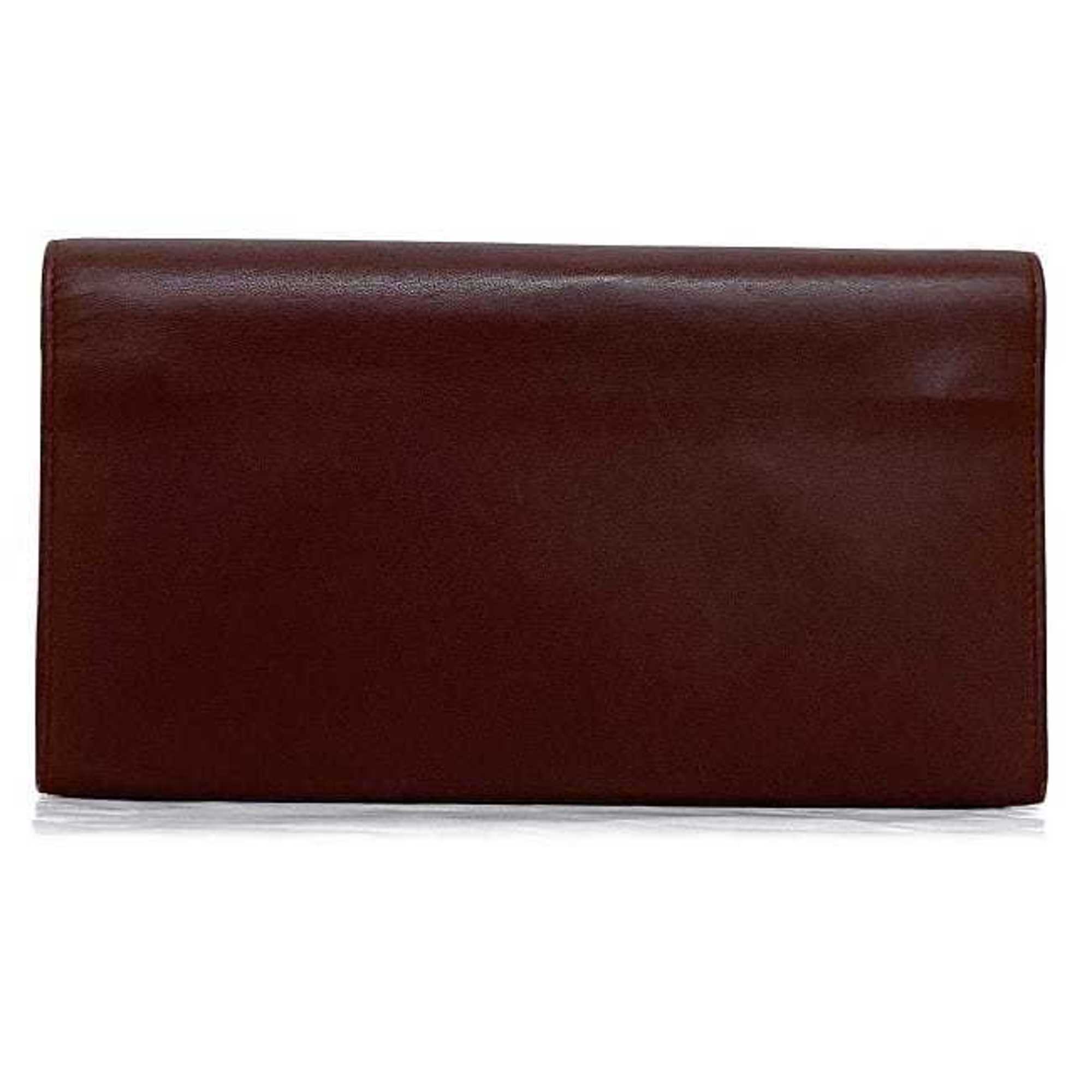 Cartier Bifold Long Wallet Bordeaux Must W Flap Leather Unisex Women's Men's