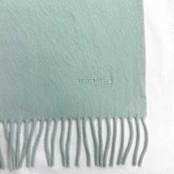 Hermes large muffler light blue cashmere 100% HERMES long embroidery ladies accessory measures