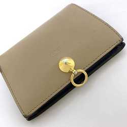 Fendi Bifold Wallet Beige Blue Gold Visor Way 8M0387 Studs Leather GP FENDI Fold Women's