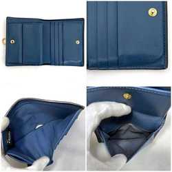 Fendi Bifold Wallet Beige Blue Gold Visor Way 8M0387 Studs Leather GP FENDI Fold Women's