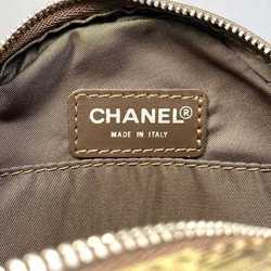 Chanel Pouch Khaki Brown New Line A17682 Round Nylon Leather 7th CHANEL Nutra Coco Mark with Strap