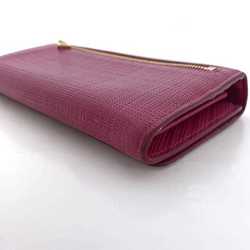 Loewe folio long wallet pink gold linen leather LOEWE flap ladies