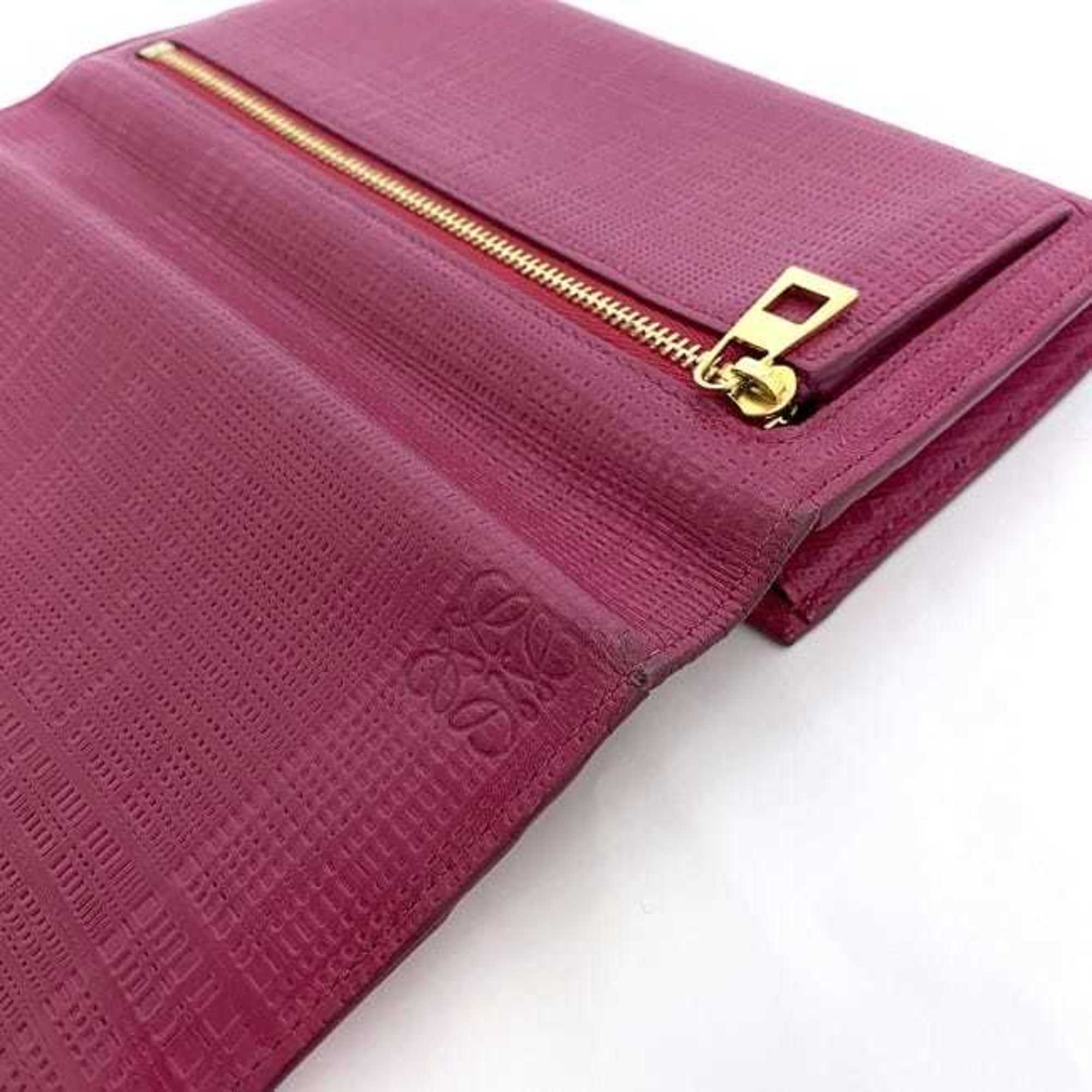 Loewe folio long wallet pink gold linen leather LOEWE flap ladies