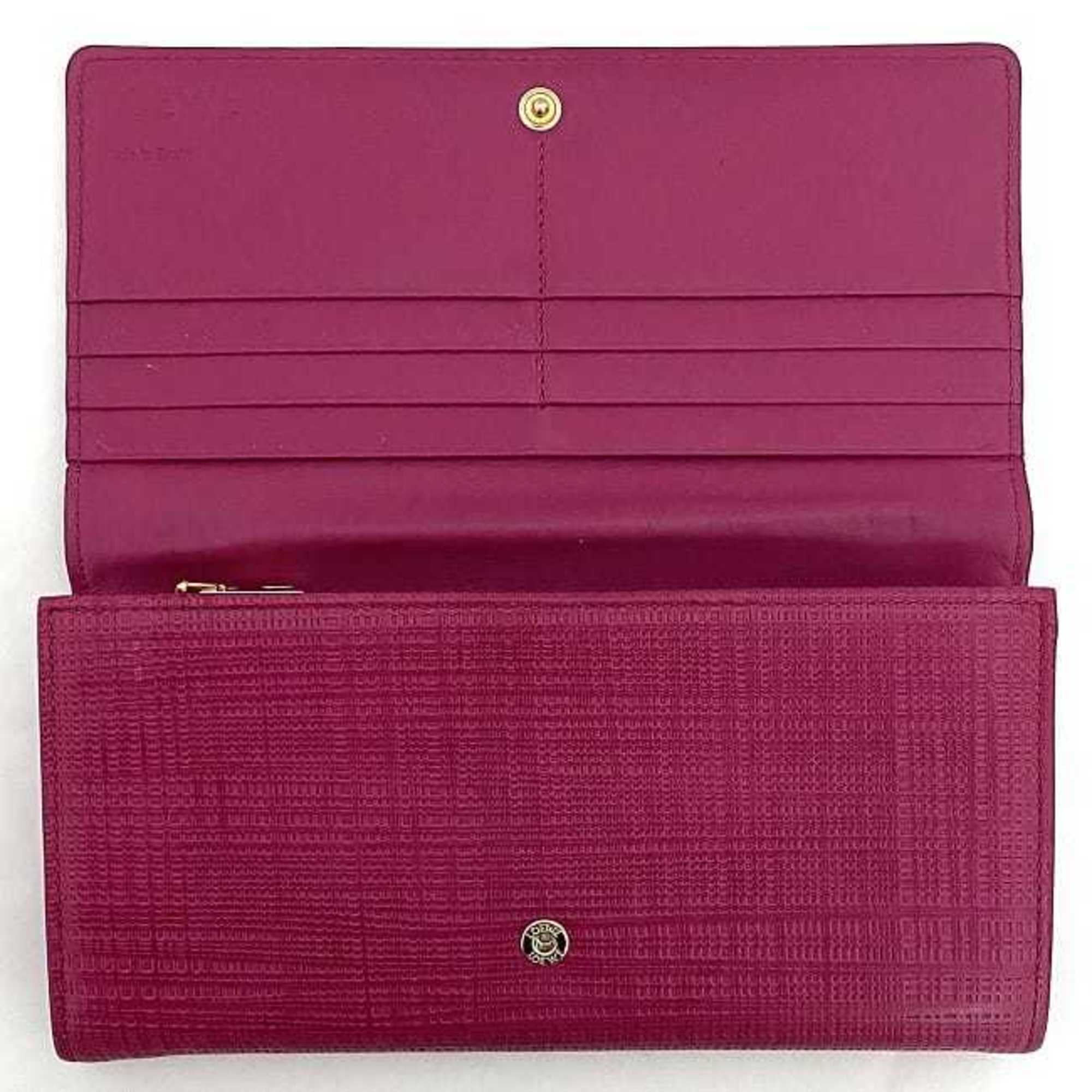 Loewe folio long wallet pink gold linen leather LOEWE flap ladies