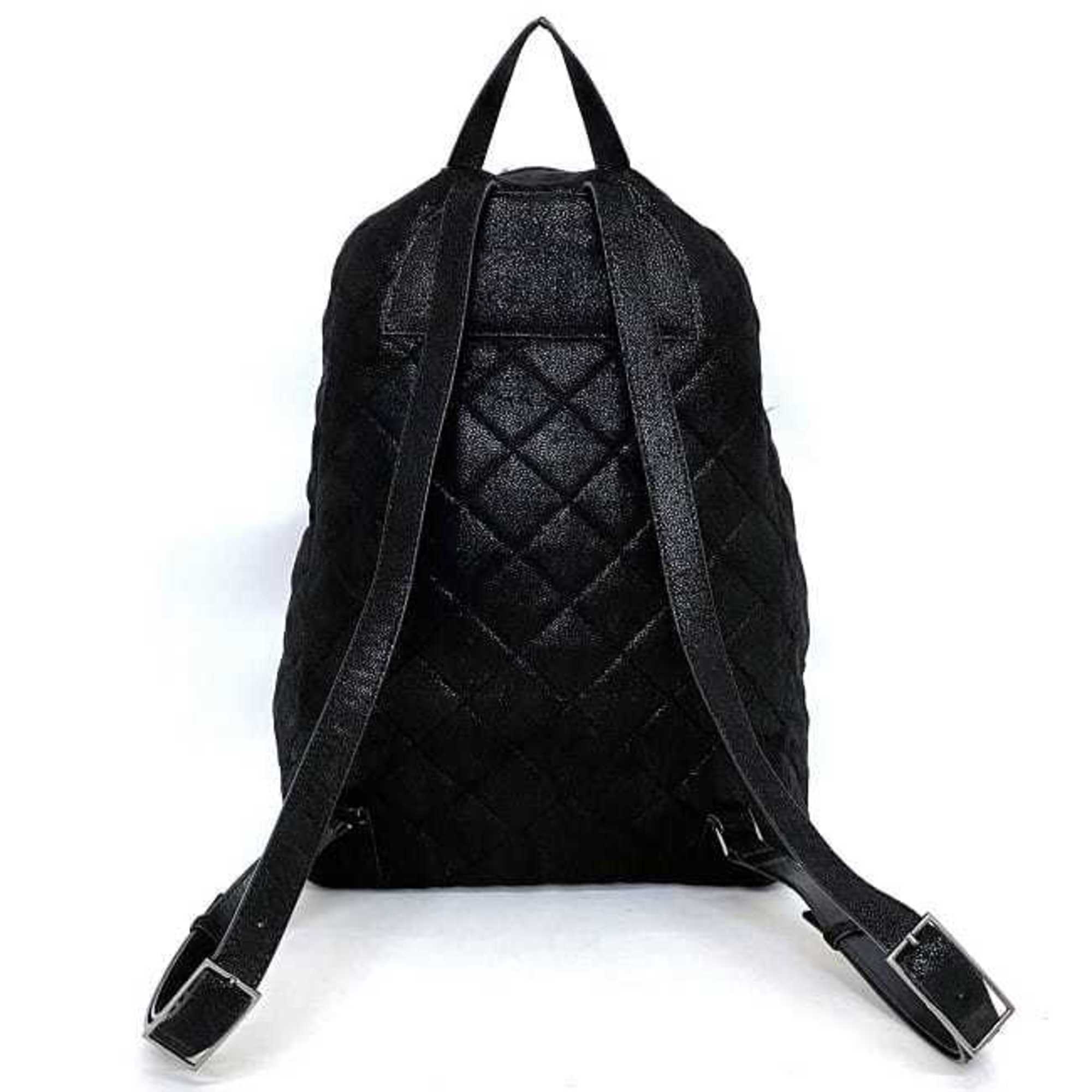 Stella McCartney Backpack Black Silver Falabella Quilted Chain Polyester Leather Metal STELLA McCARTNEY Rucksack Women's