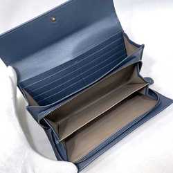 Bottega Veneta Bifold Long Wallet Gray Blue Intrecciato Leather BOTTEGA VENETA Flap Women's
