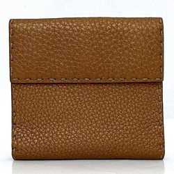 Fendi Bifold Wallet Brown Gold Silver Selleria 8M0206 Leather FENDI Double Fold Women's