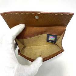 Fendi Bifold Wallet Brown Gold Silver Selleria 8M0206 Leather FENDI Double Fold Women's