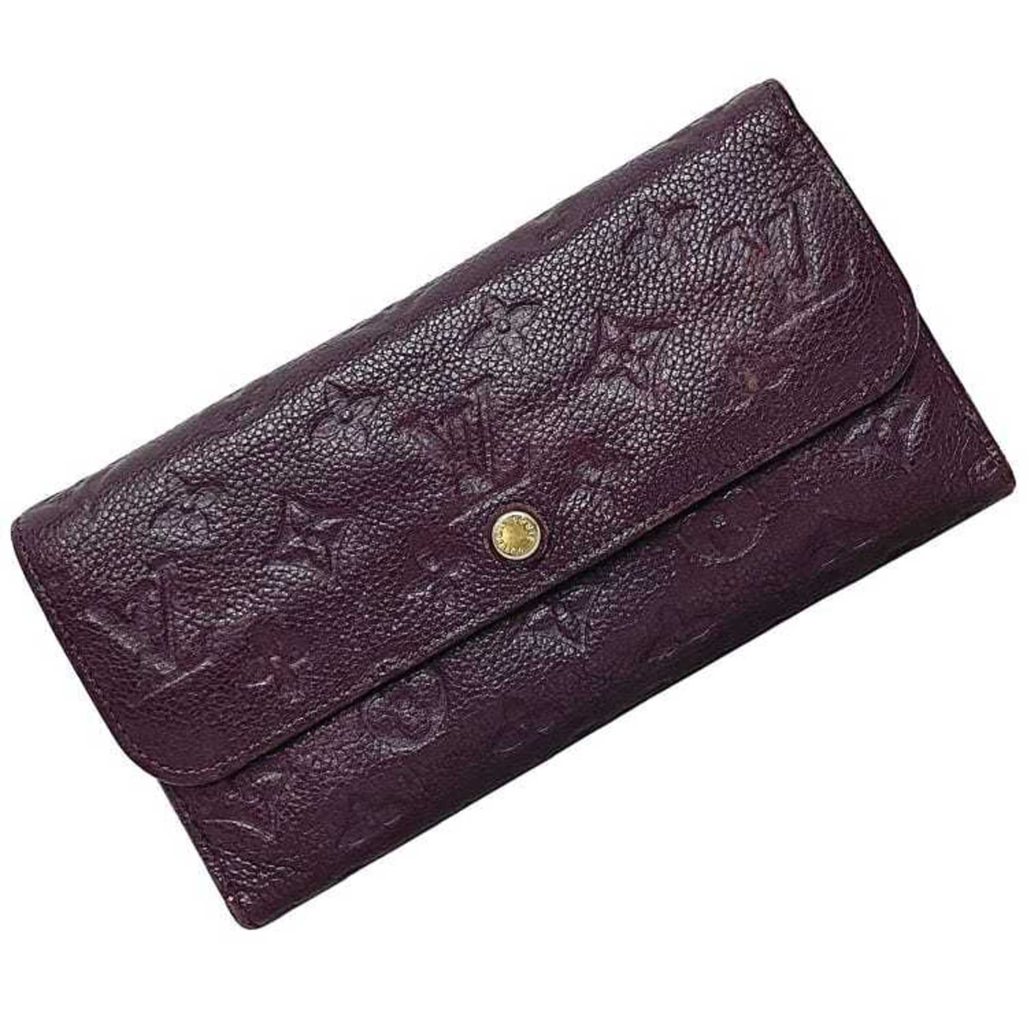 Louis Vuitton Tri-Fold Long Wallet Portefeuille Virtuose Purple Gold Orb Monogram Implant M60294 Leather C101 LOUIS VUITTON Fold Embossed