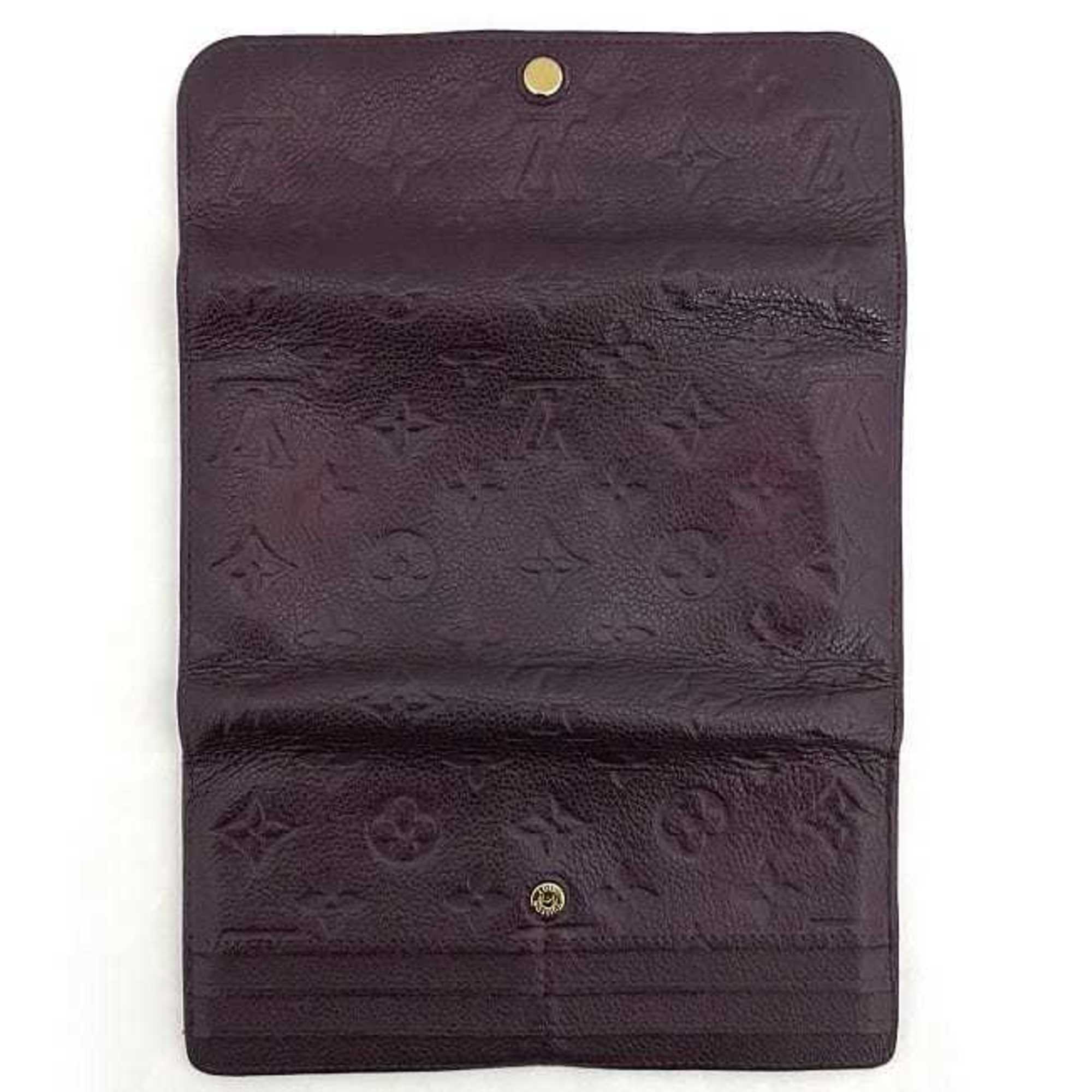 Louis Vuitton Tri-Fold Long Wallet Portefeuille Virtuose Purple Gold Orb Monogram Implant M60294 Leather C101 LOUIS VUITTON Fold Embossed