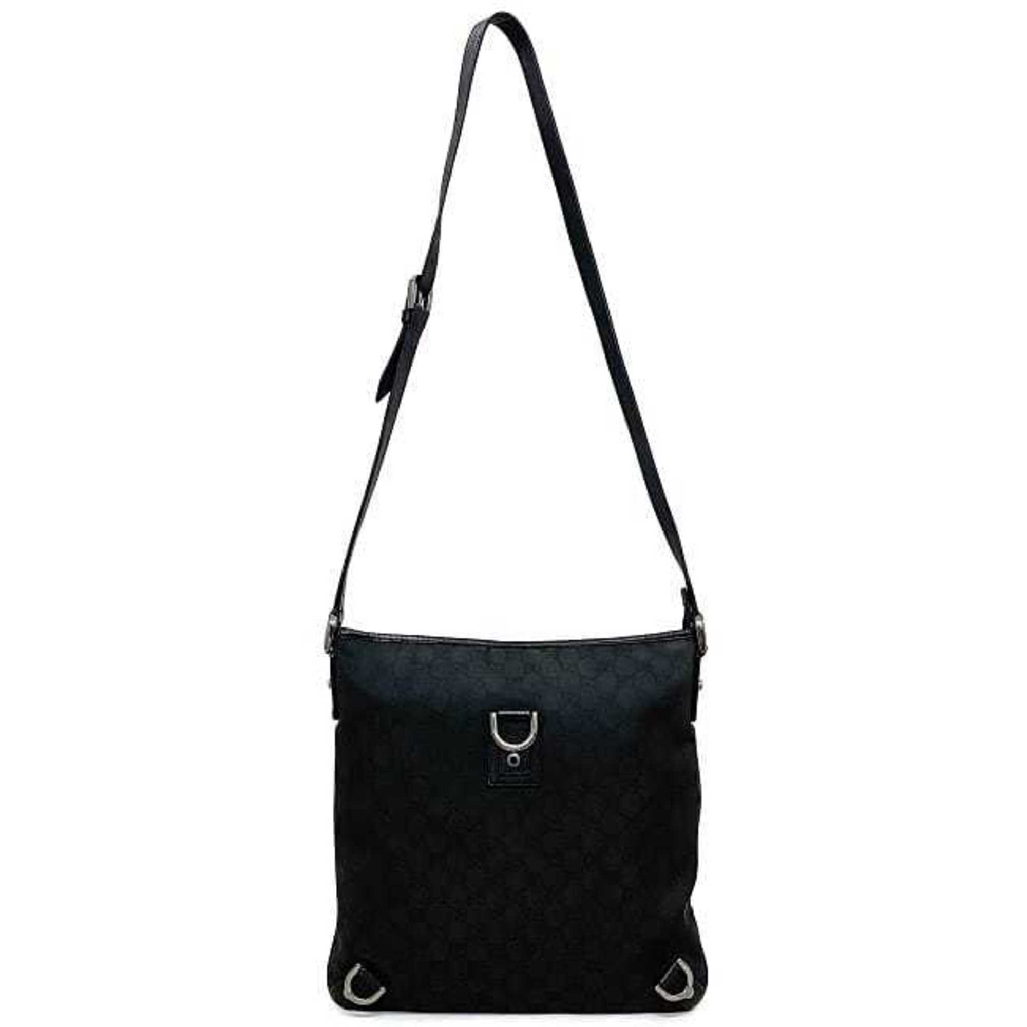 Gucci Shoulder Bag Black Silver Abbey 268642 Nylon Leather GUCCI GG Men's