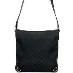 Gucci Shoulder Bag Black Silver Abbey 268642 Nylon Leather GUCCI GG Men's