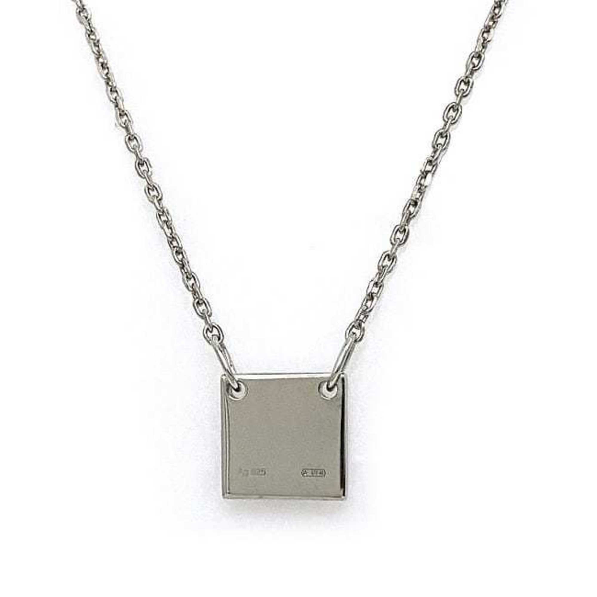 Gucci Necklace Silver 223514 Ag 925 GUCCI Plate Pendant Square Women's Men's 45cm