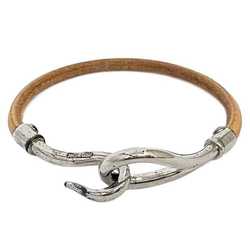 Hermes bracelet jumbo dress brown silver leather metal HERMES ladies