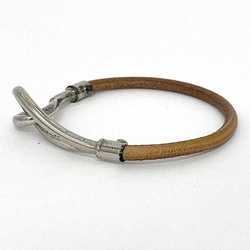 Hermes bracelet jumbo dress brown silver leather metal HERMES ladies