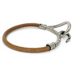 Hermes bracelet jumbo dress brown silver leather metal HERMES ladies