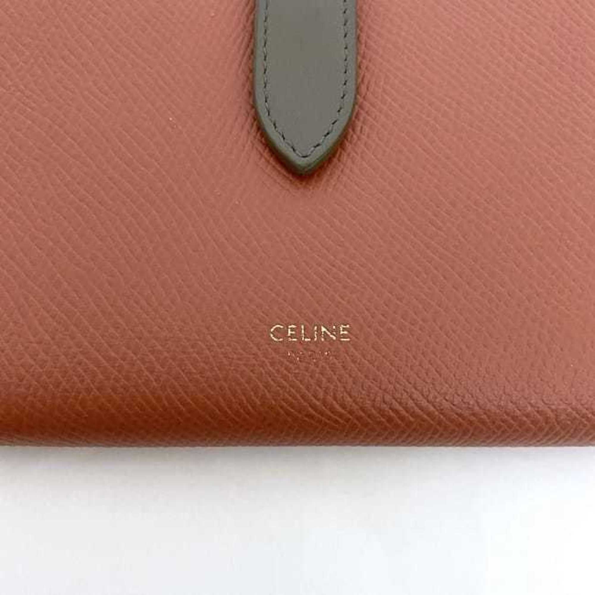 Celine strap red gray rose wallet leather CELINE folio belt ladies