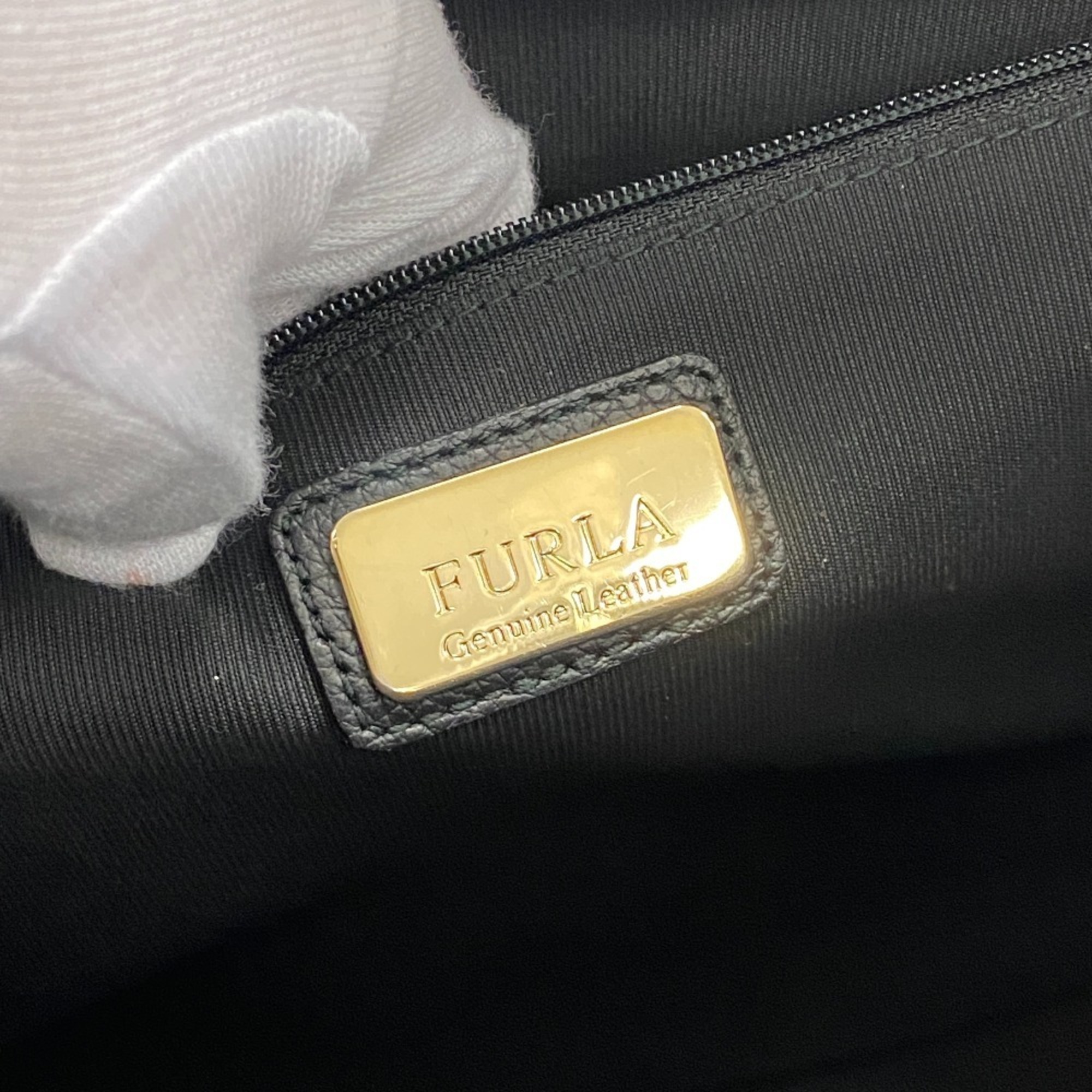 Furla Metropolis 2WAY Hand Shoulder Bag Handbag Black Ladies
