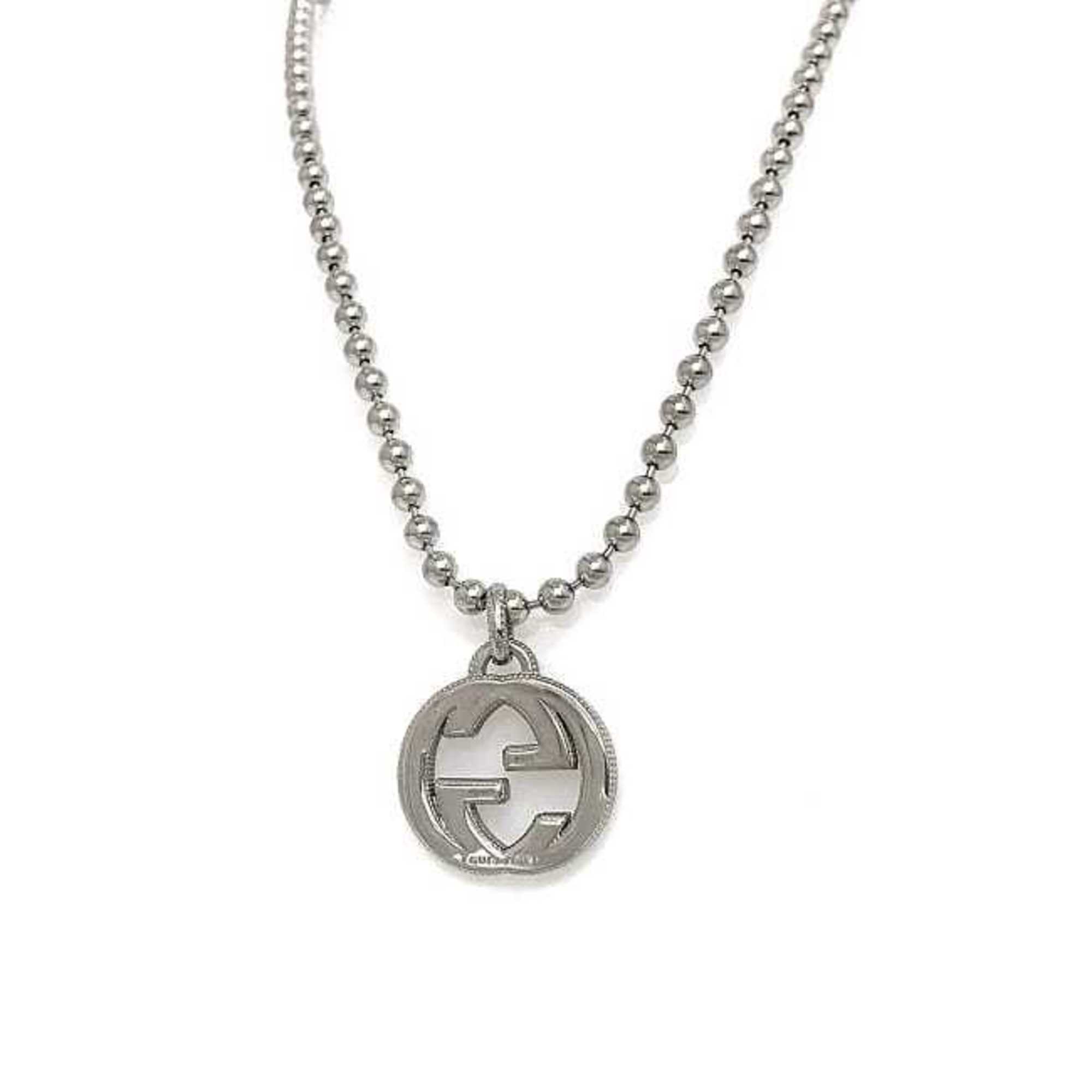 Gucci Necklace Silver Interlocking 479217 J8400 8106 925 GUCCI GG Ball Chain Accessory 50cm Women Men