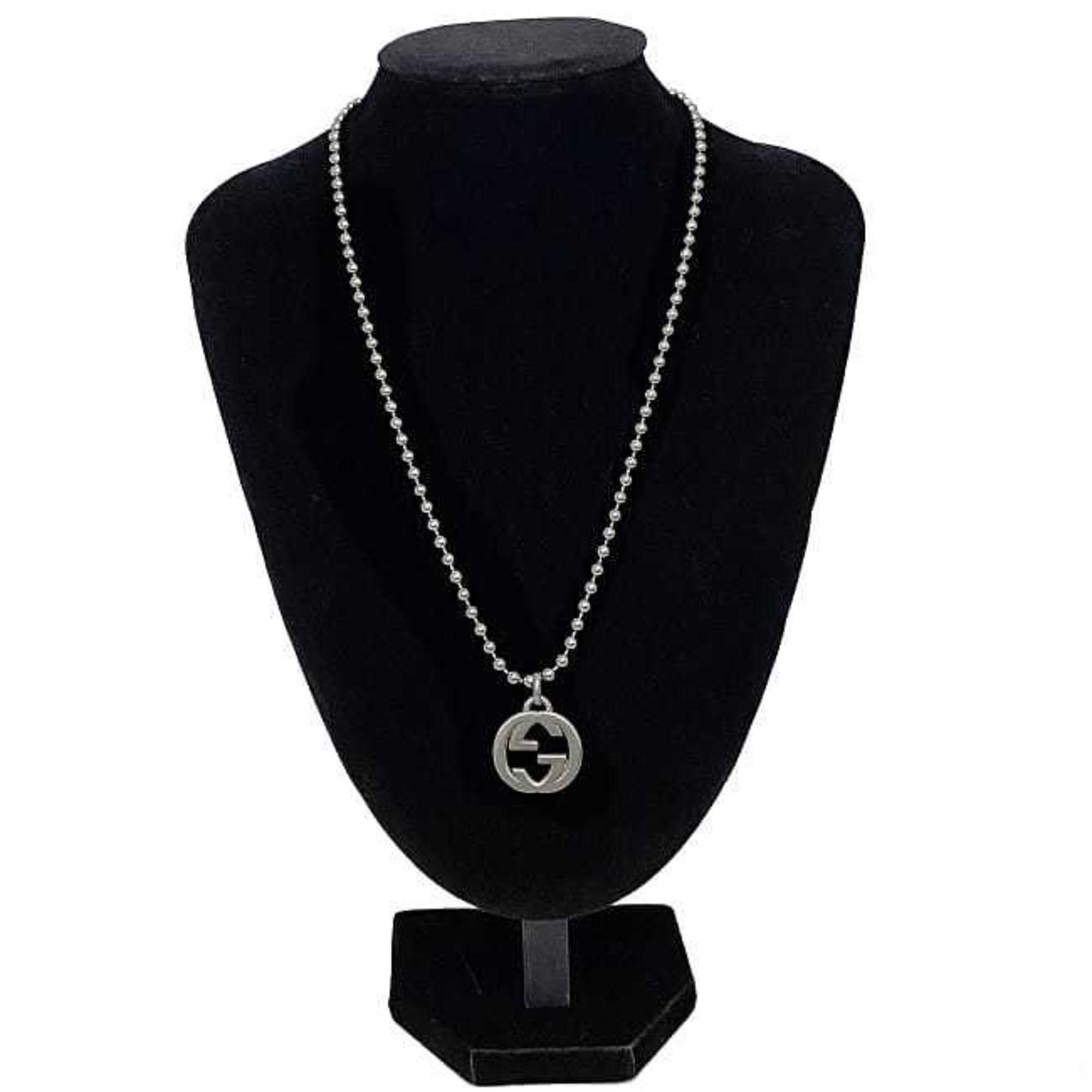 Gucci Necklace Silver Interlocking 479217 J8400 8106 925 GUCCI GG Ball Chain Accessory 50cm Women Men