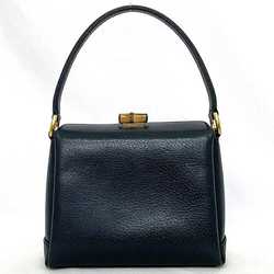 Gucci Handbag Navy Gold Bamboo 000 33 0240 Leather GUCCI Turnlock Blue Compact