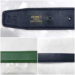 Hermes H Belt Navy Green Gold Constance Buckle Leather Taurillon Clemence Togo GP 〇Y Engraved HERMES Reversible Ladies