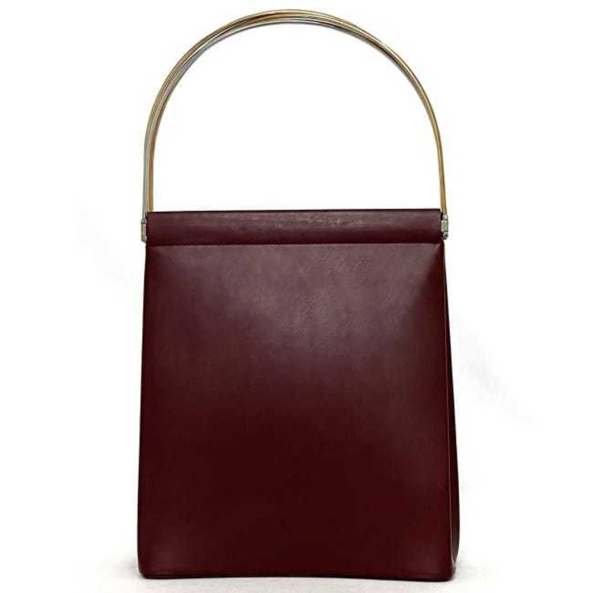 Cartier Handbag Bordeaux Trinity Tote Bag Calf Leather GP Handle Bellows Metal Fittings Ladies