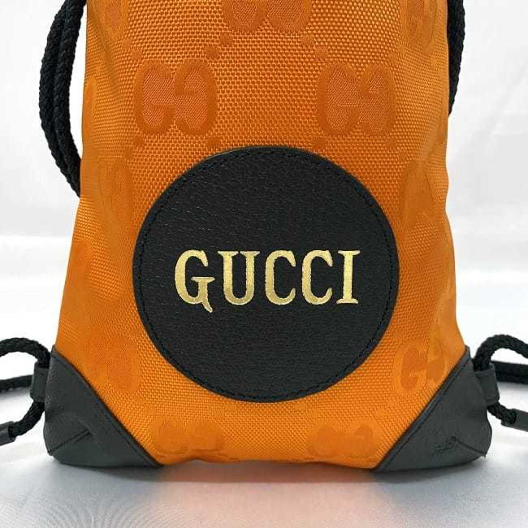 Gucci Backpack Orange Black Off The Grit 643887 Canvas Leather GUCCI GG Nylon Compact