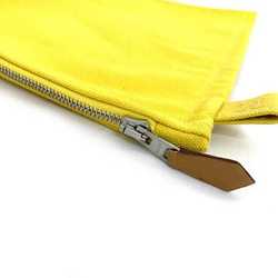 Hermes Bora Pouch Yellow Canvas Leather HERMES Clutch Bag Handbag Embroidery Cloth Ladies Men's No Gusset