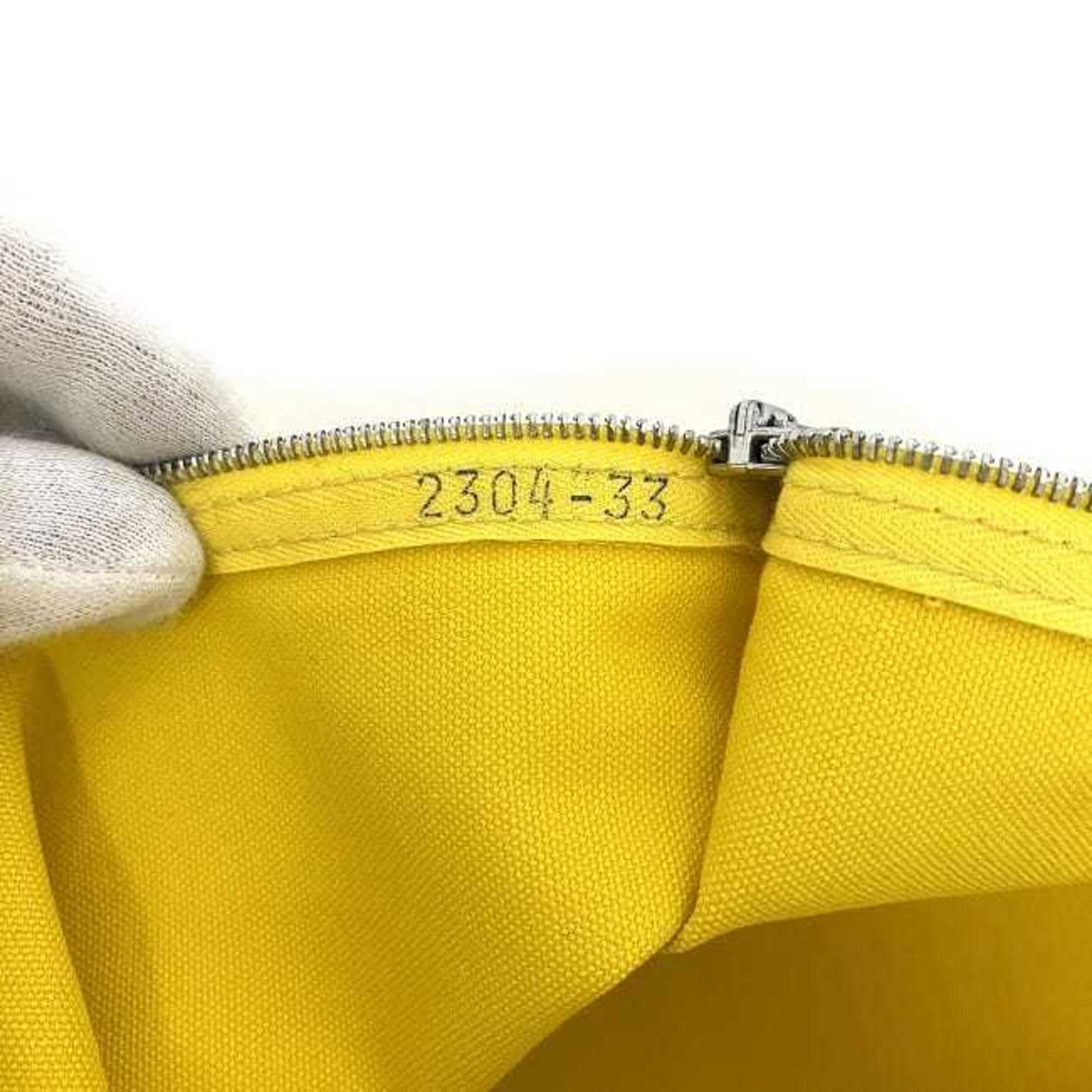 Hermes Bora Pouch Yellow Canvas Leather HERMES Clutch Bag Handbag Embroidery Cloth Ladies Men's No Gusset