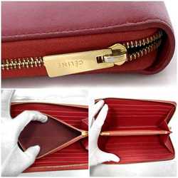 CELINE Round Long Wallet Large Zipped Multifunction Red 101873 Leather Ladies