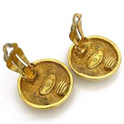 CHANEL Earrings Gold Coco Mark GP Accessory Matelasse Round Button Ladies Clip