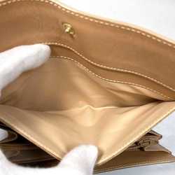 CELINE Long Wallet Brown Beige Flap Leather Women's Bifold