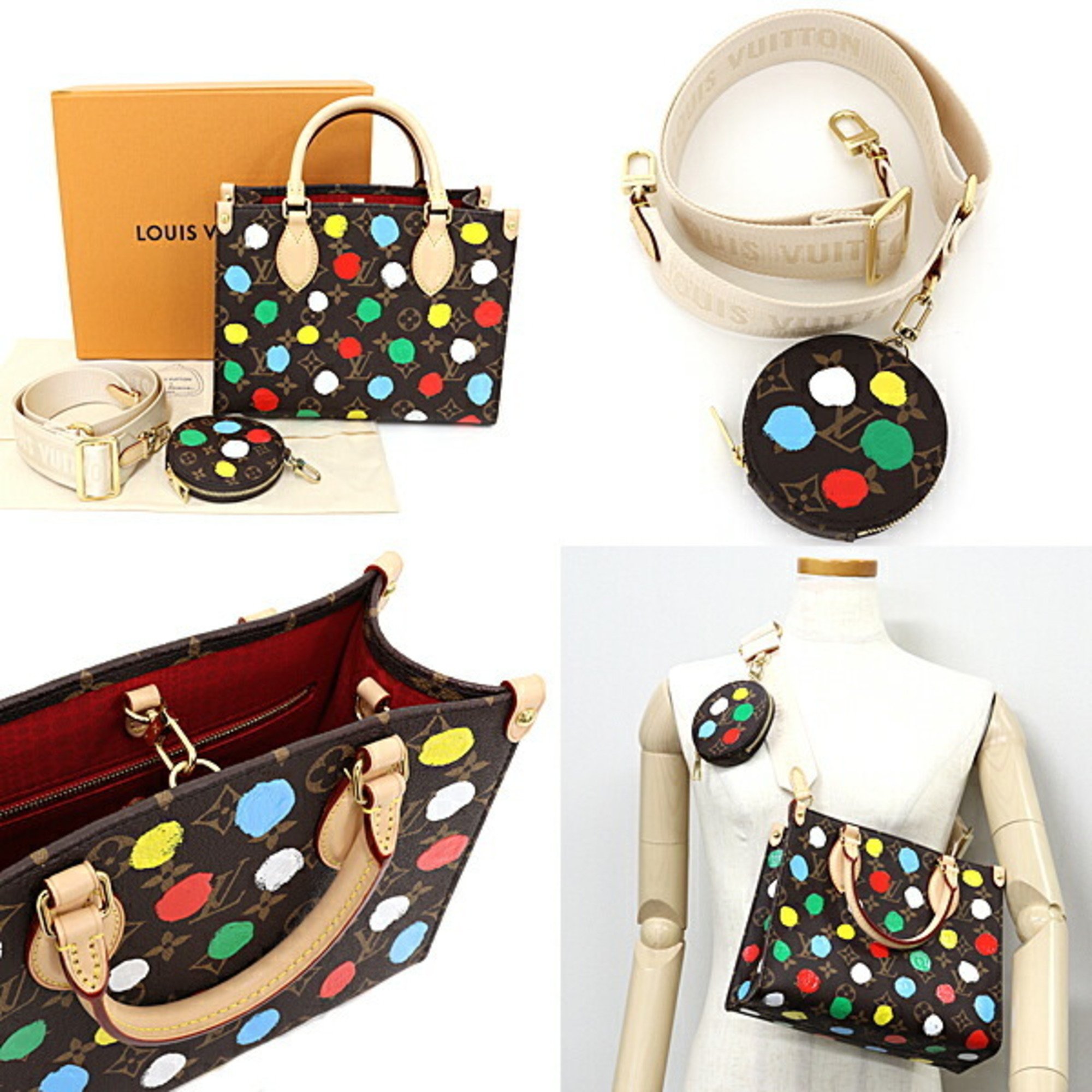 LOUIS VUITTON LV×YK On the Go PM Monogram Dot Yayoi Kusama Bag M46380 Multicolor