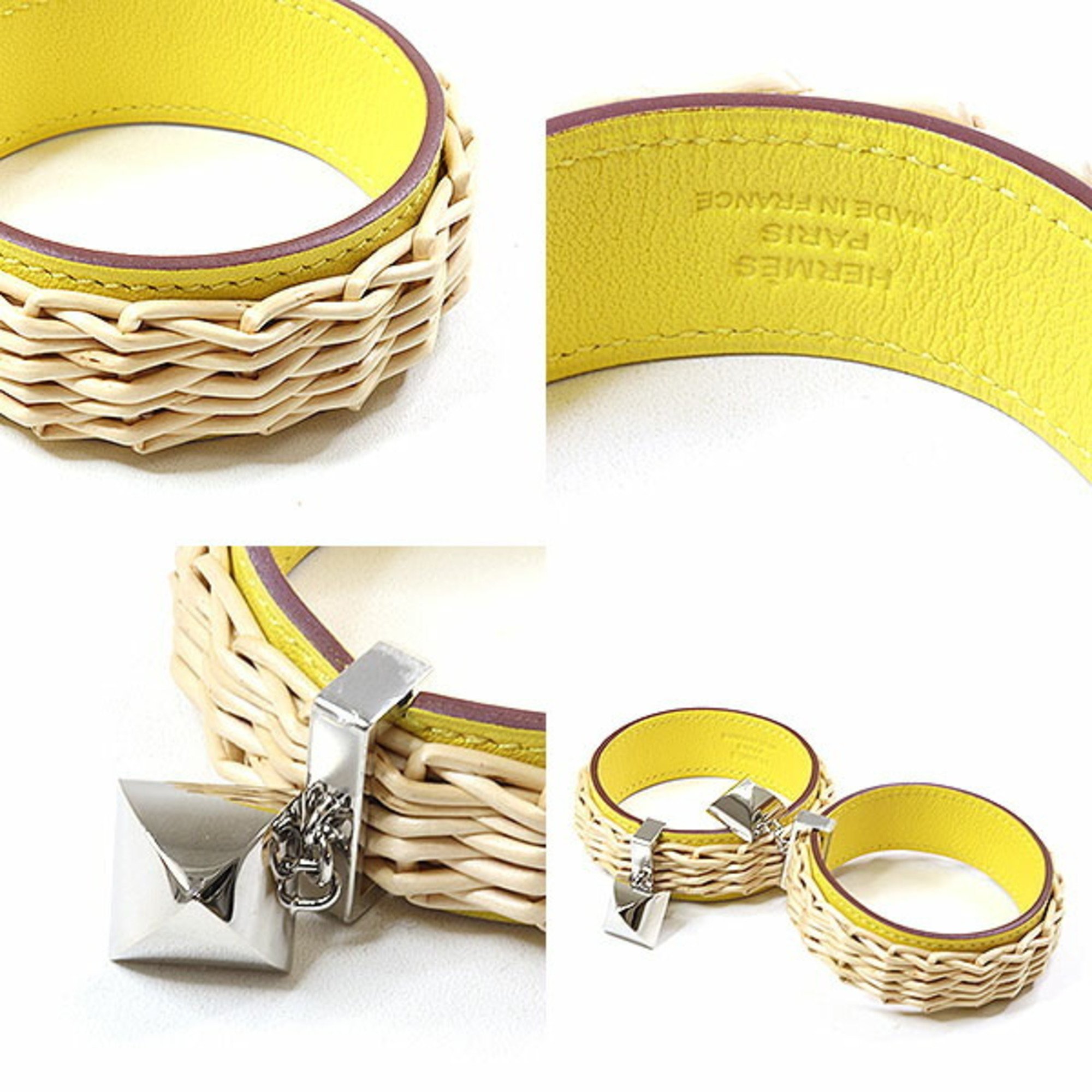 HERMES Earrings Medor Picnic Jaune Poussin Vaux Swift/Willow Ring Motif