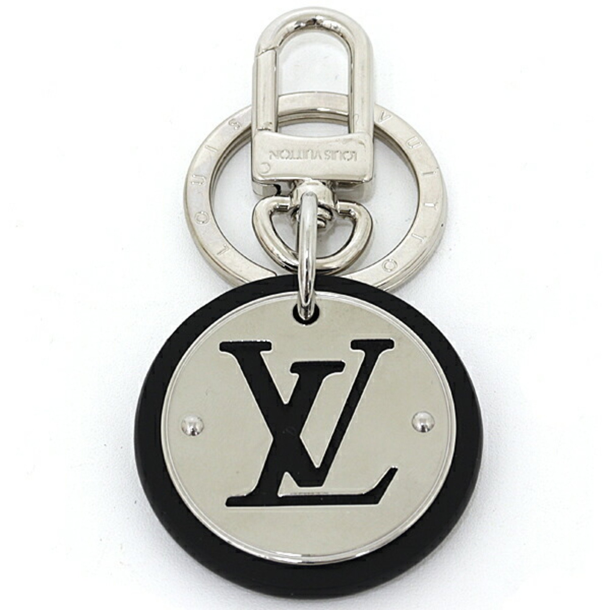 LOUIS VUITTON Keychain/LV Circle Keyring Bag Charm M00741 Silver Black