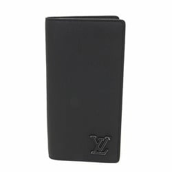 Louis Vuitton Portefeuille Brazza NM Grain Leather Black M69980 LV Aerogram Bifold Long Wallet