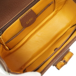 Gucci Bamboo Shoulder Handbag Leather Brown