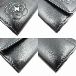 CHANEL Camellia Cocomark No. 15 Leather Black Card Case