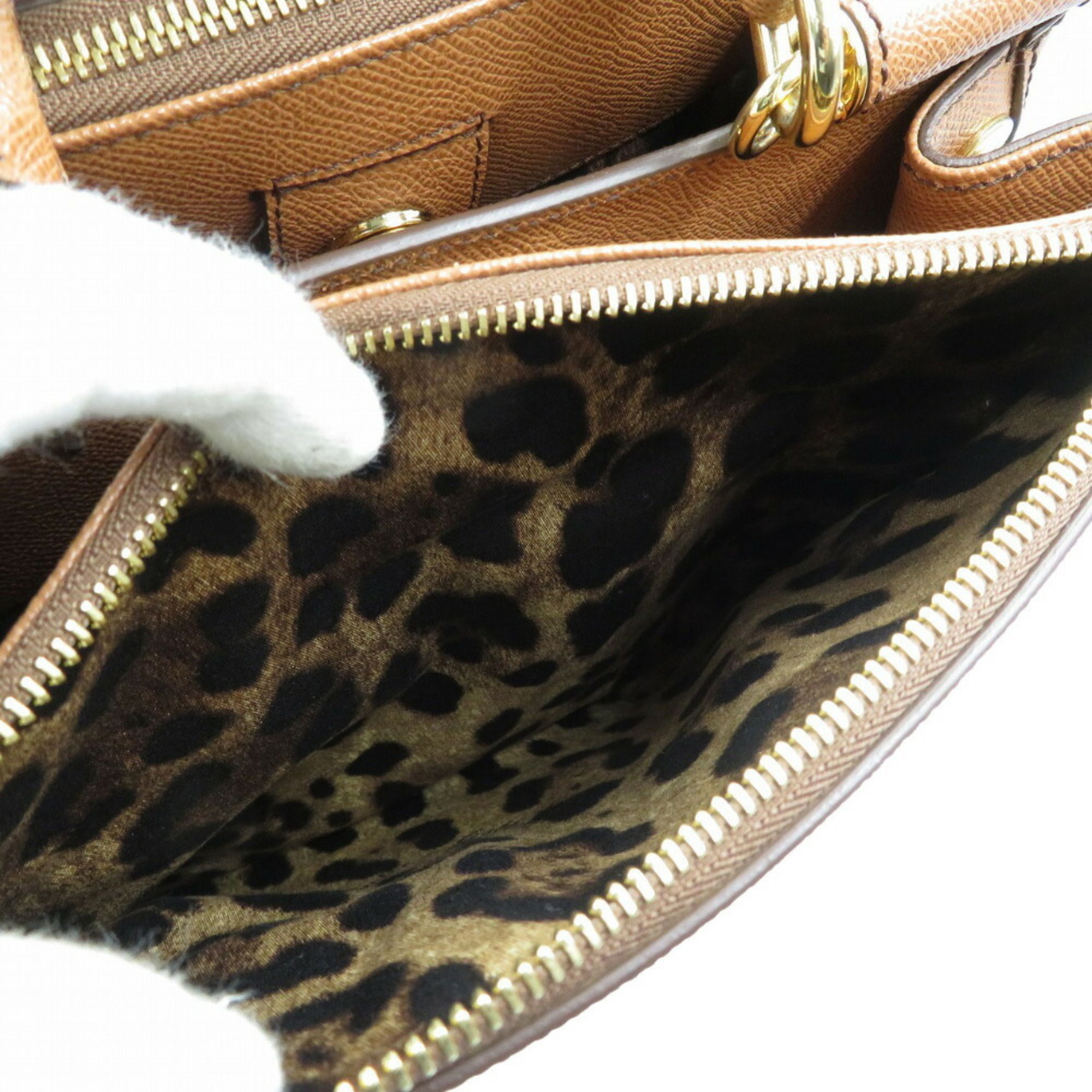 Dolce & Gabbana Sicily BB5682A10011 Leather Brown Leopard Print Handbag Shoulder Bag DOLCE&GABBANA