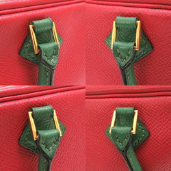 Hermes Plume Couchevel Rouge Vif Vert □A stamp handbag bag red green HERMES