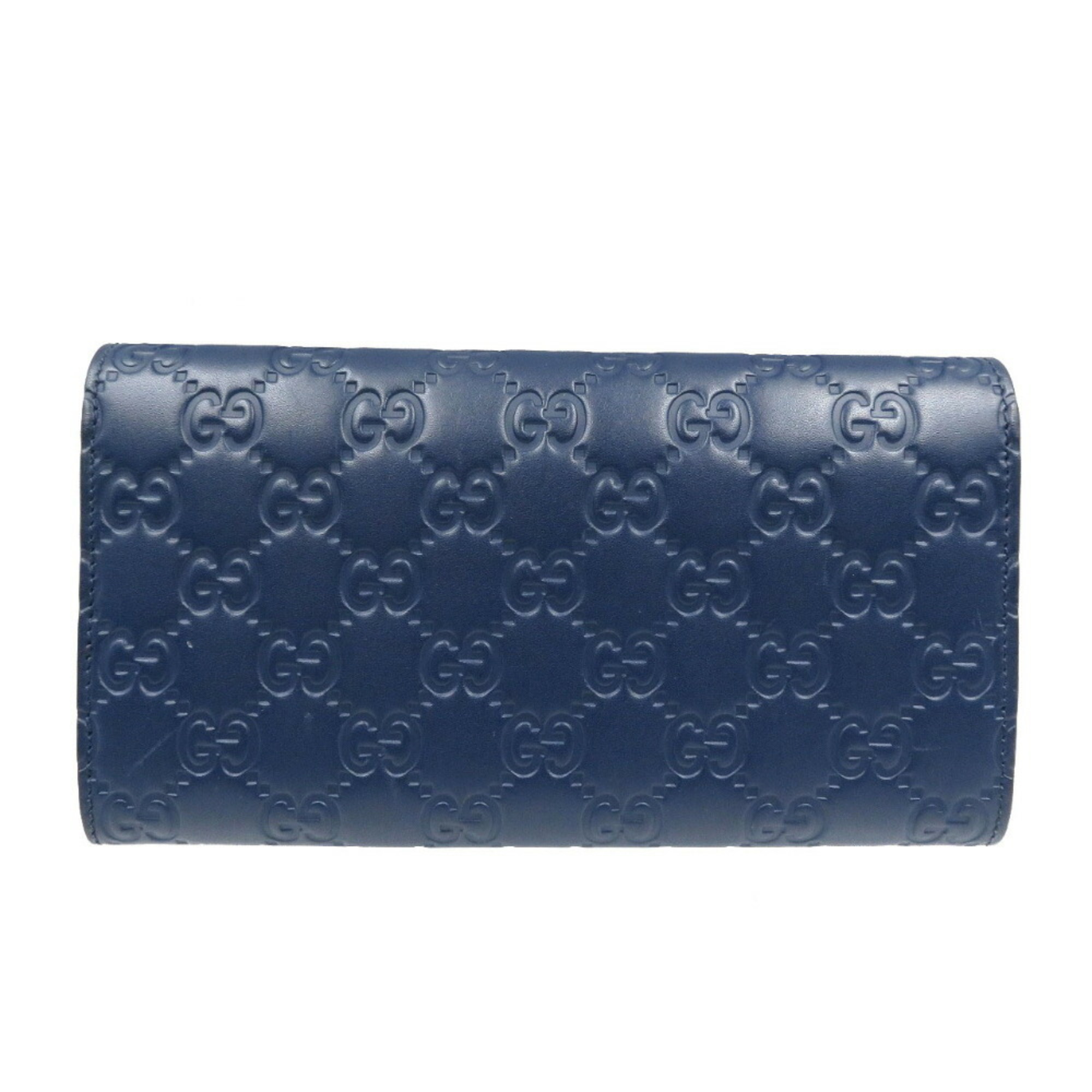 Gucci Guccisima Leather Navy Bifold Long Wallet GUCCI