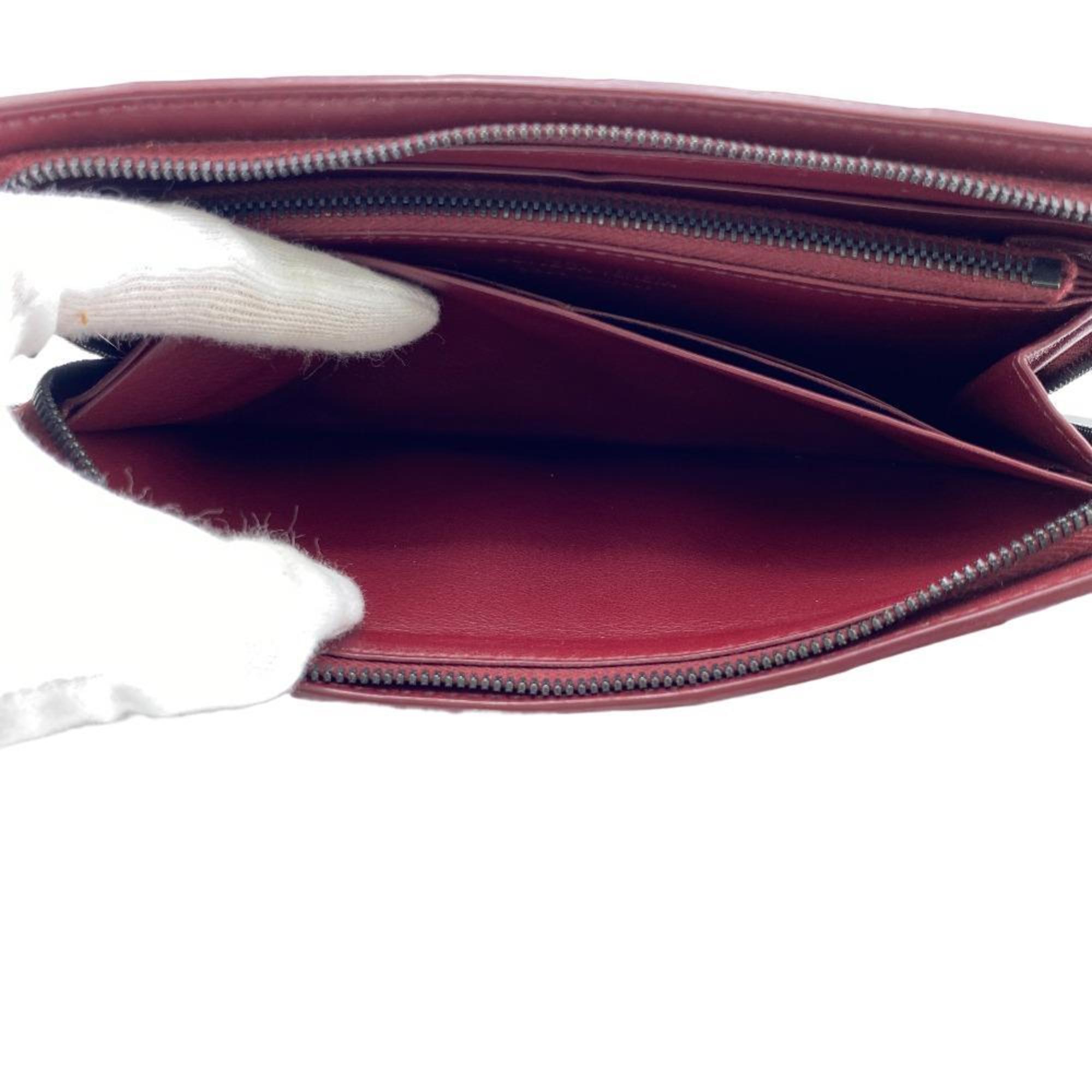 BOTTEGA VENETA Round Zipper Maxi Intrecciato Long Wallet Red Men's