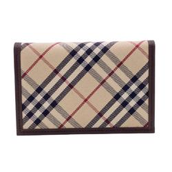 BURBERRY Business Card Holder Check Case Brown Unisex