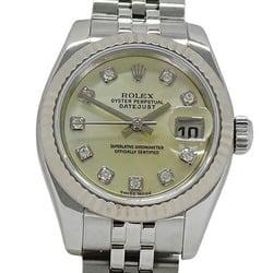 Rolex Datejust 179174NG D watch ladies yellow shell 10P diamond automatic winding AT stainless steel SS white gold WG silver polished
