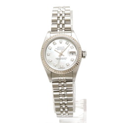 ROLEX Datejust White Shell Dial SS K18WG Bezel Diamond P Number Ladies AT Automatic Watch 79174NG