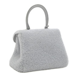 Delvaux Brillon Mini Shearling Handbag Ice Gray *Shoulder missing