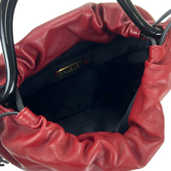 LOEWE handbag nappa leather plastic anagram red black chic ladies hand bag