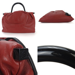 LOEWE handbag nappa leather plastic anagram red black chic ladies hand bag
